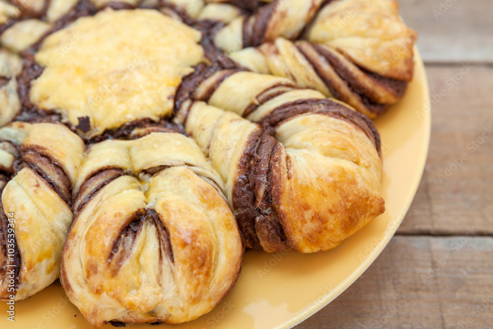 Homemade Pastry With Chocolate and Cocoa Cream
