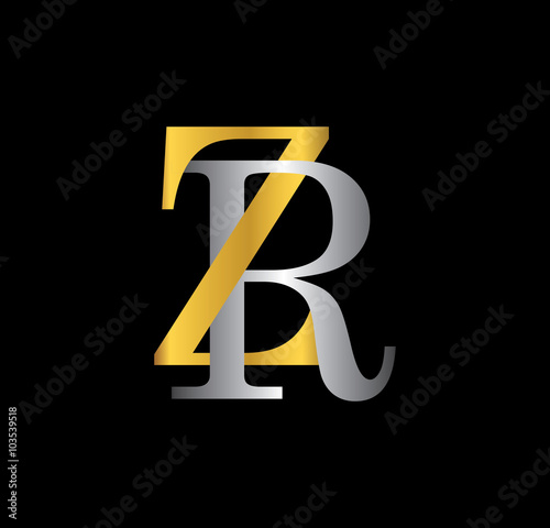 ZR initial letter with gold and silver