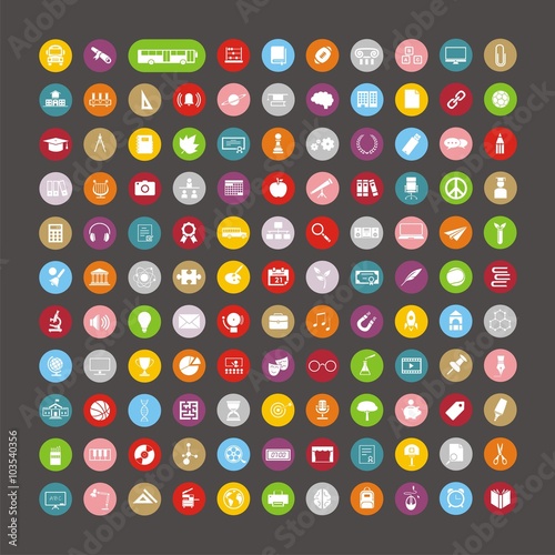 Conjunto de iconos de colegio y educación