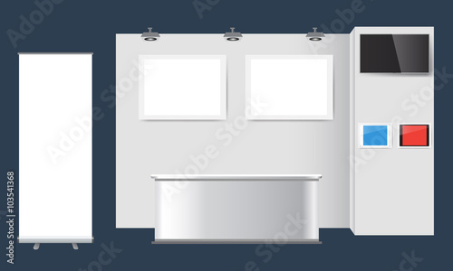 Creative exhibition stand design. Booth template. Corporate identity vector