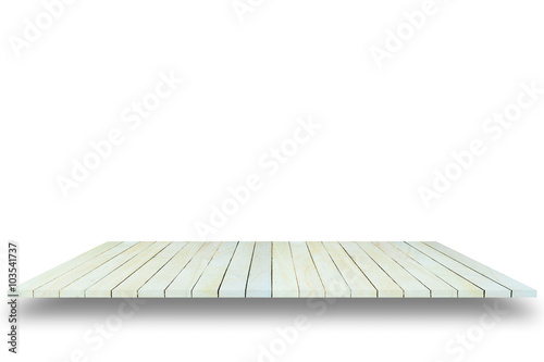 Empty top view of wooden table isolated on white background, For