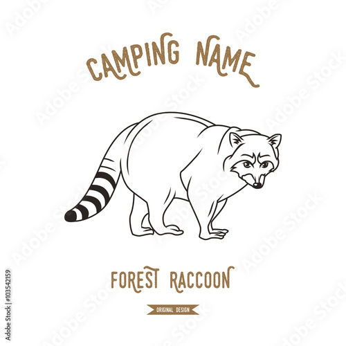 Raccoon vector illustration. European animals silhouettes 