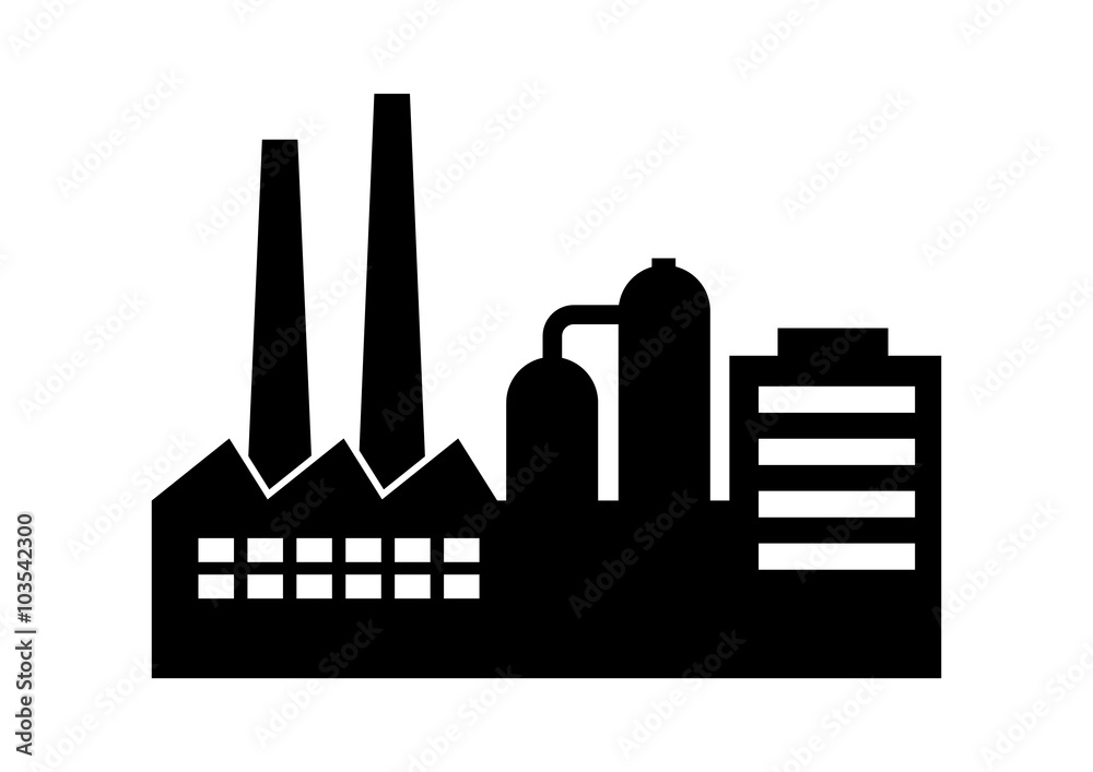 Factory vector icon on white background Factory vector icon on white background