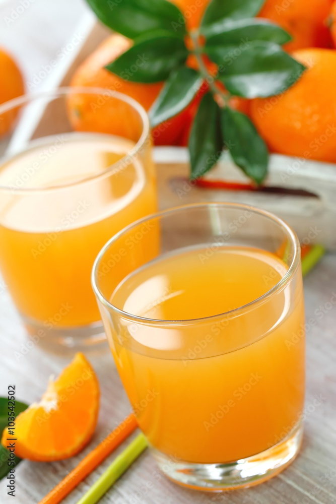 Tangerine juice and fresh fruit Tangerine juice and fresh fruit
