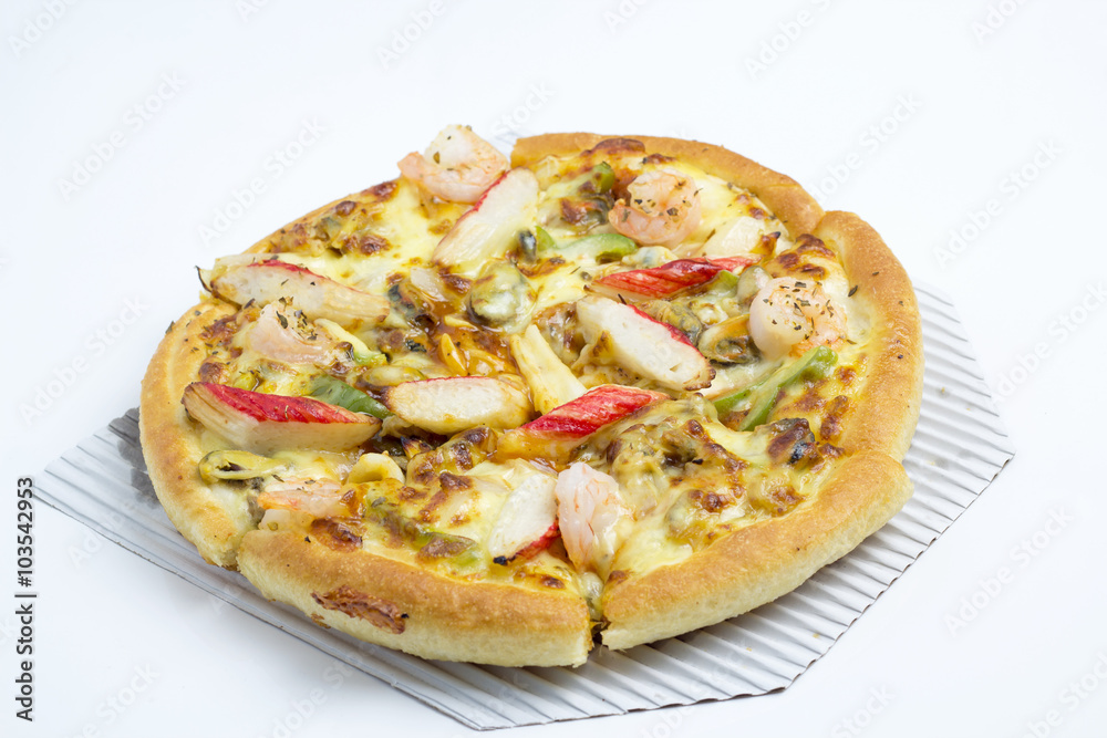 full pizza in white paper full pizza in white paper