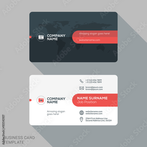 Creative and Clean Business Card Template. Flat Design Vector Illustration. Stationery Design
