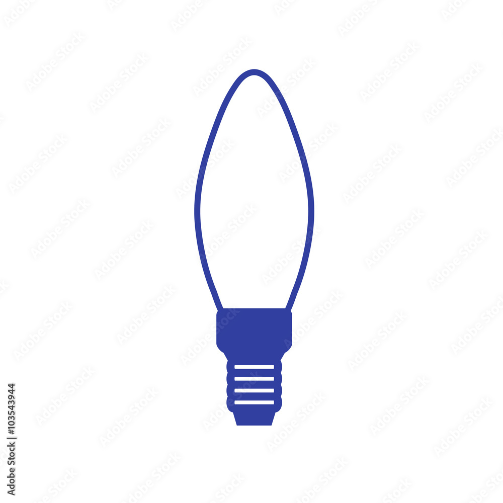 Stylized icon of light bulb on white background