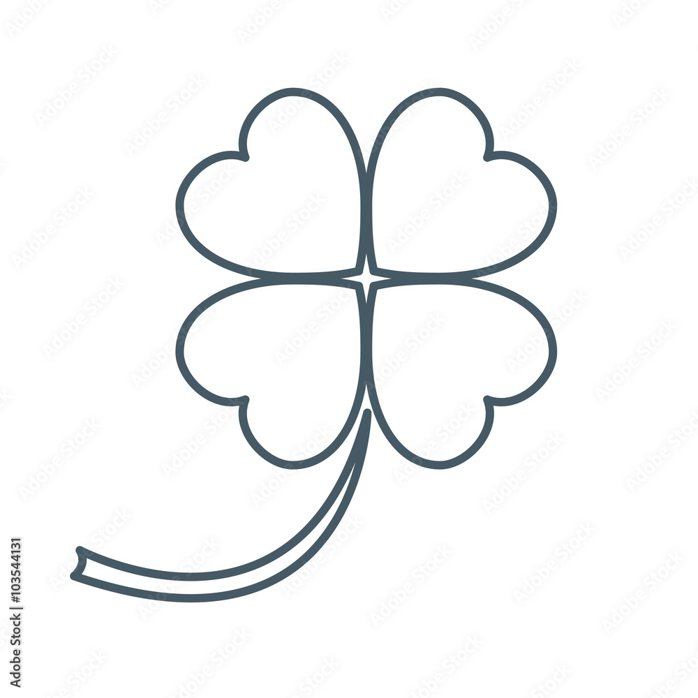 Stylized icon of a colored silhouette clover leave on a white ba Stylized icon of a colored silhouette clover leave on a white ba