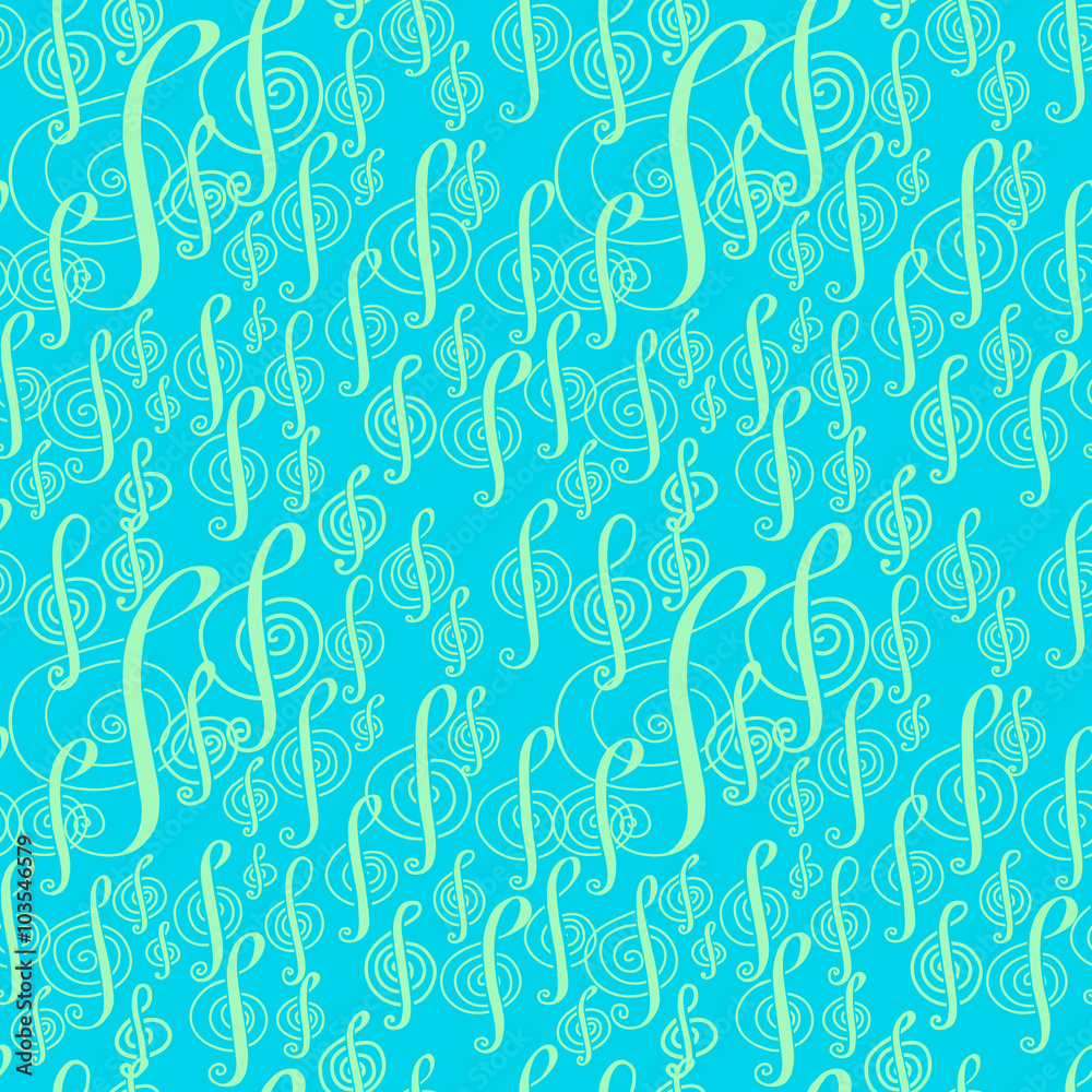 Obraz premium Seamless music pattern with a treble clef.