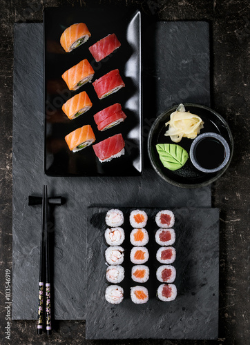 Sushi set nigiri and rolls