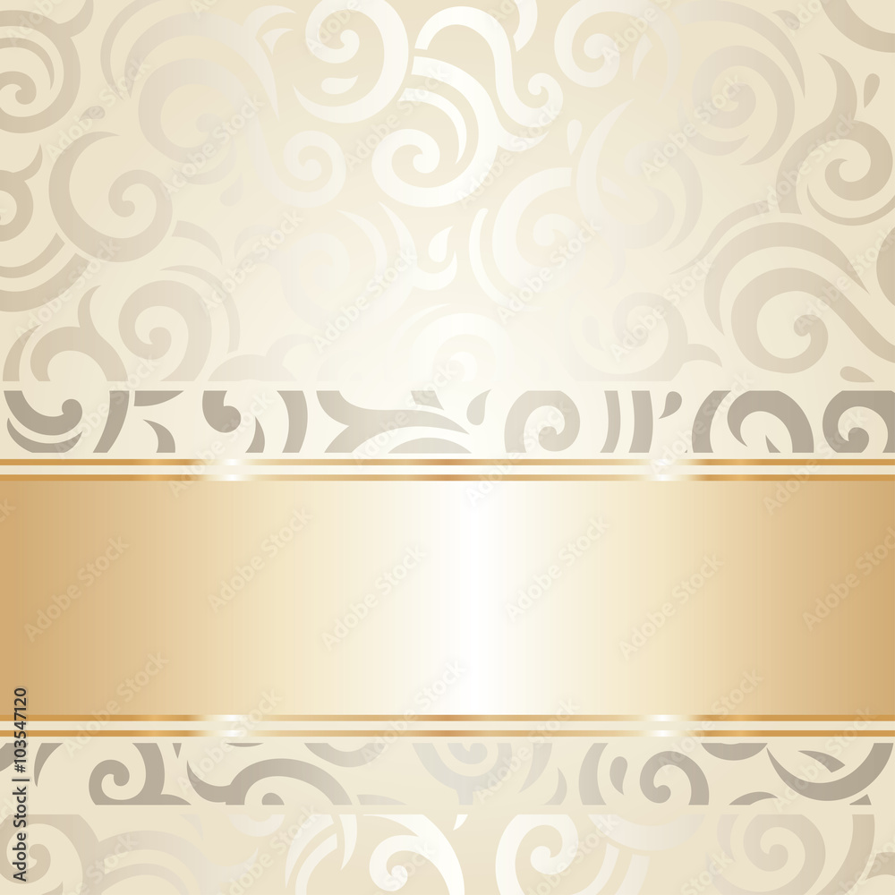 Wedding vintage wallpaper design white & gold vector