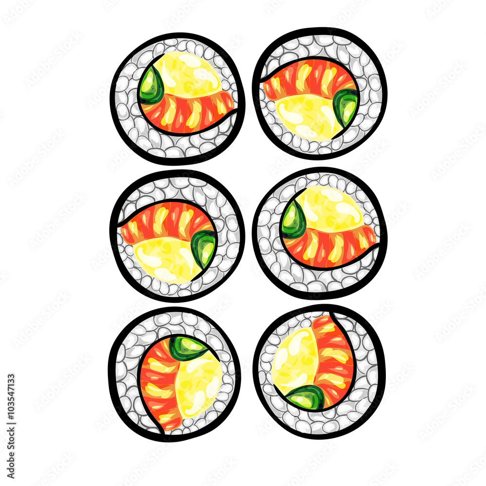 Set of sushi on white background Set of sushi on white background