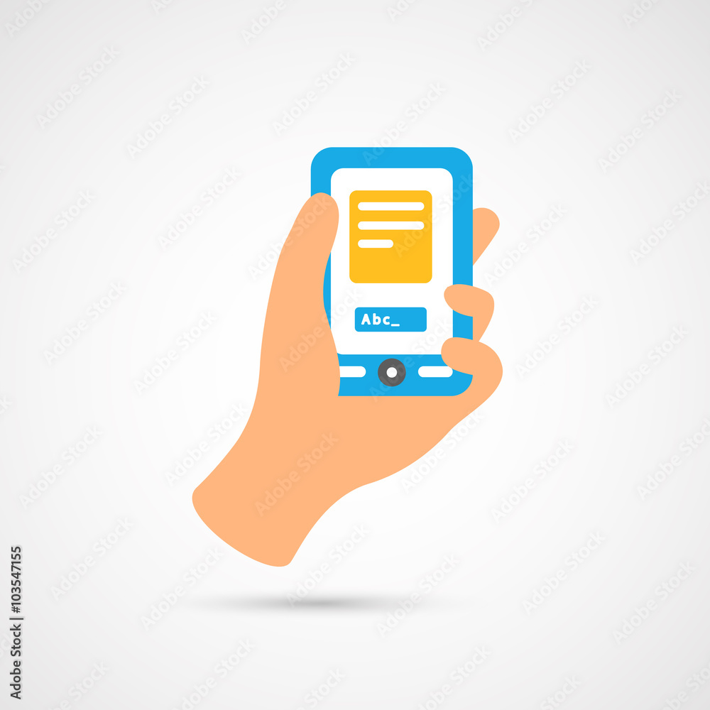 Modern colorful flat social icon of Smartphone on White Backgrou Modern colorful flat social icon of Smartphone on White Backgrou