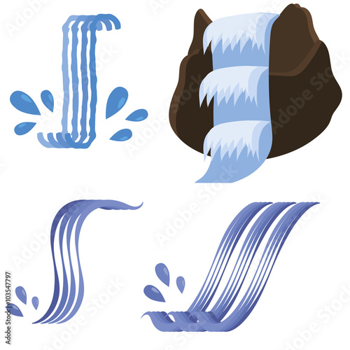 Set of Different Waterfalls Icons