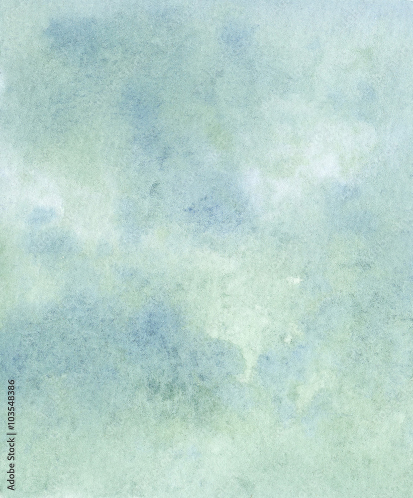 Soft green-blue abstract background for design. Watercolor texture