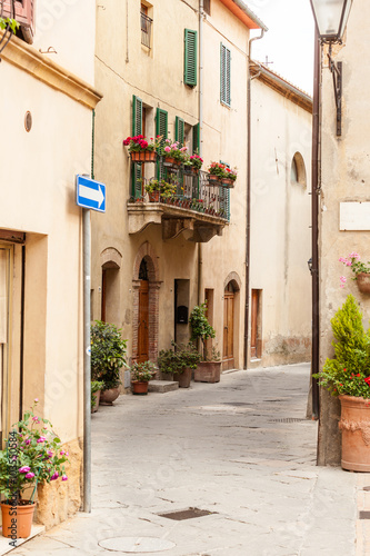 The streets of the old Italian city of Pienza  Tuscany