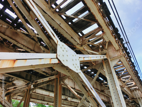 Rusty industrial Chicago CTA elevated el train track - landscape color photo