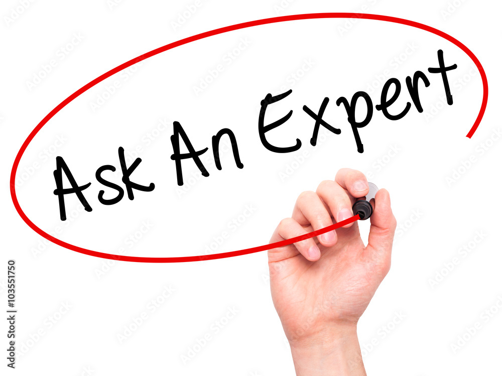 Man Hand writing Ask An Expert with black marker on visual scree Man Hand writing Ask An Expert with black marker on visual scree