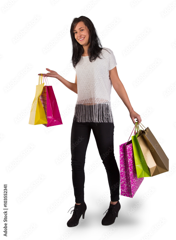 Beautiful woman with a lot of shopping bags Beautiful woman with a lot of shopping bags