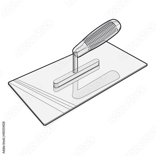 Wire nice classical pointed stucco trowel on white - Black and white construction tools – flatten illustration master vector icon