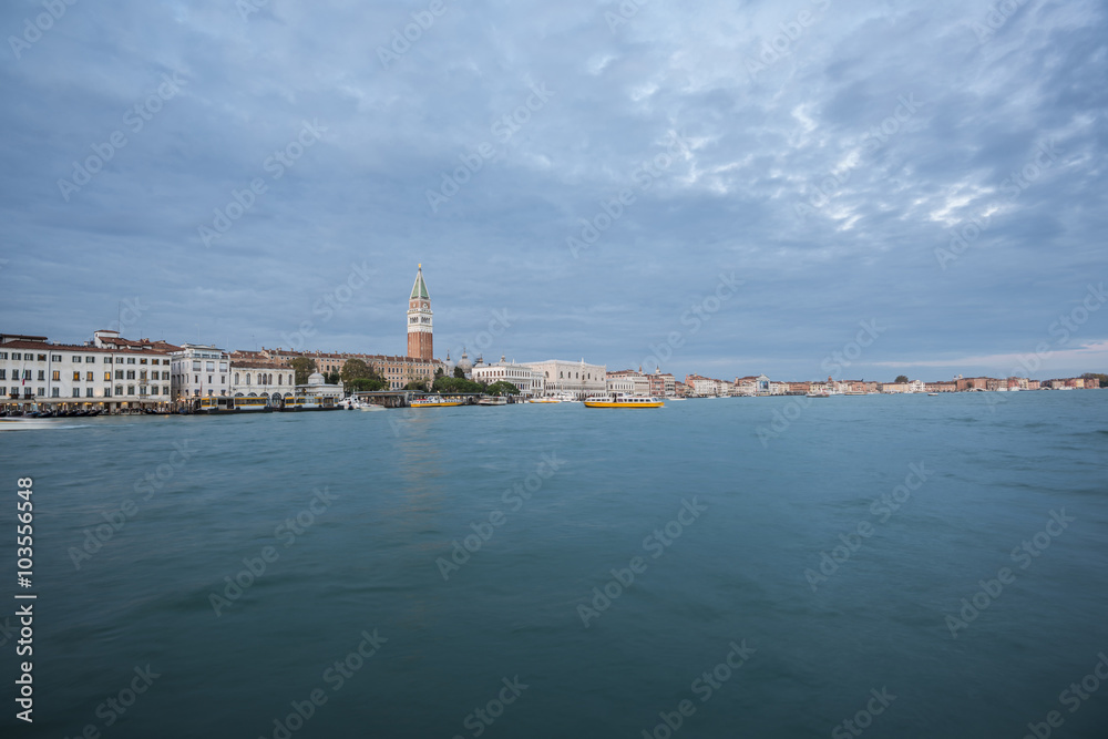 view of Venice waterfront, Piazza San Marco and The Doge's Palace, Venice, Italy, Europe
