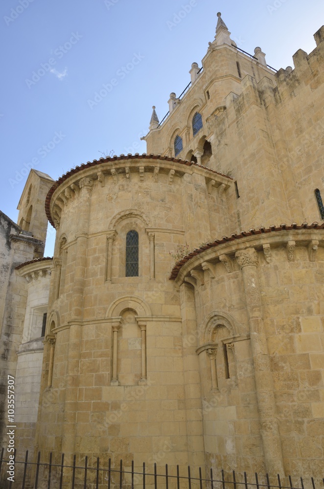 Outside view of the main apse of the New Cathedral in Coimbra, Portugal
