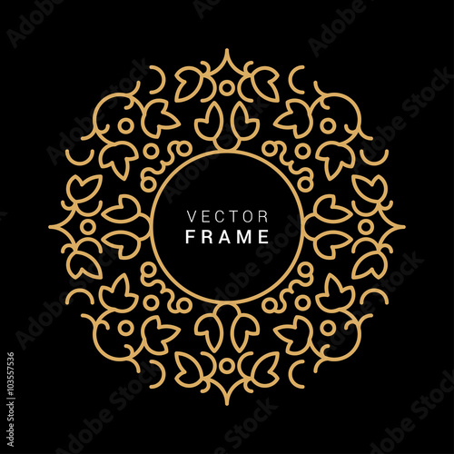 Vector Floral Frame. Line Art Vector Design Template