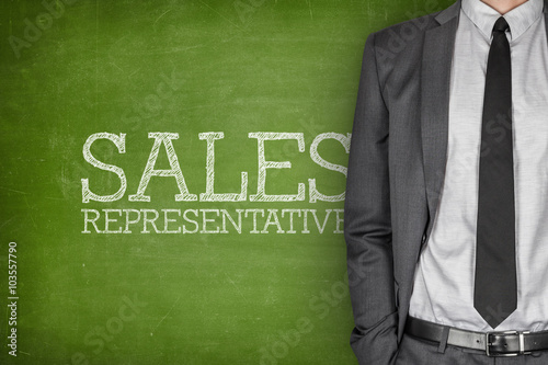 Sales representative on blackboard