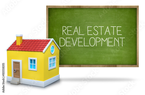 Real estate development on blackboard