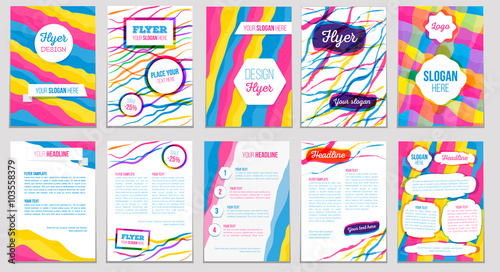 Set of abstract vector business flyer, poster, brochure. Design templates with colorful dynamic