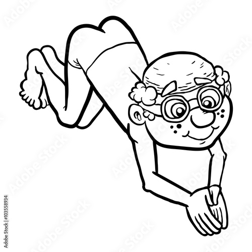 Kid diving pool vector illustration
