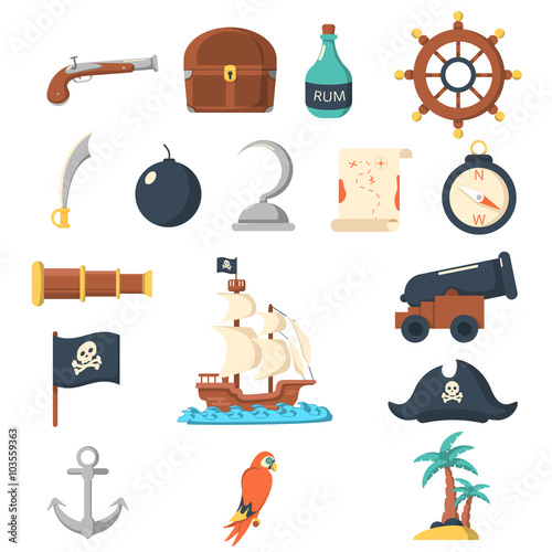 Pirate icons flat set