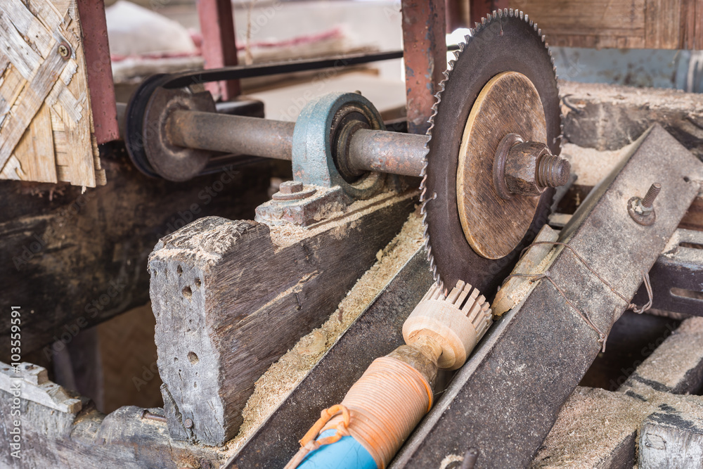 Wood cutting by machine