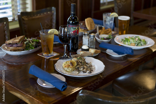 Restaurant table setting for four