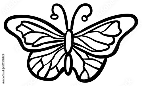Handgezeichneter Schmetterling / schwarz-weiß, Vektor, freigestellt