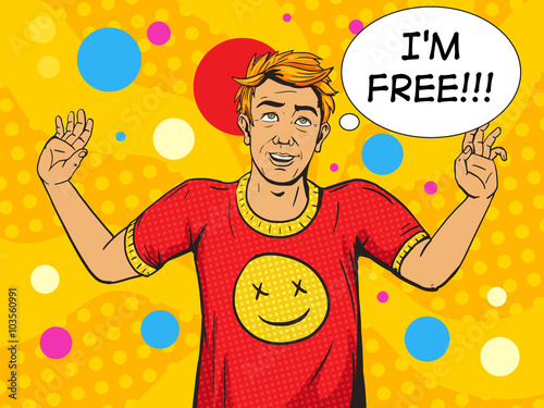 Man on drugs pop art style vector