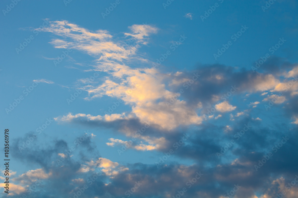 Clouds on the sky in sunset time