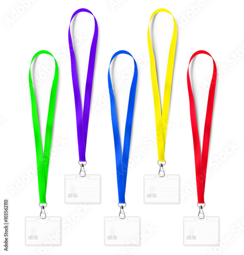 Set of colorful lanyards isolated on white background. Vector illustration. It can be used for presentation, identity of the company, advertising and etc.