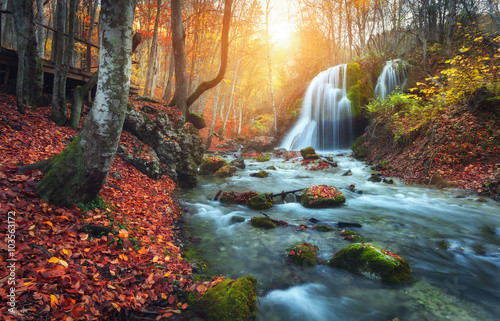 Beautiful waterfall at moun...