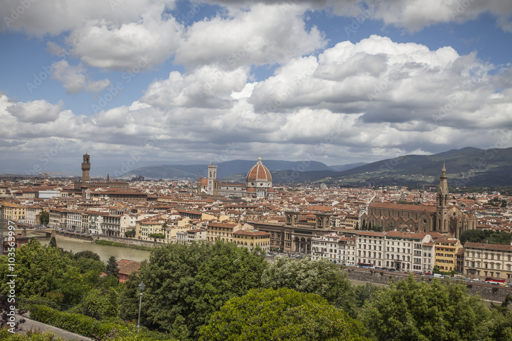 Florence, panoramic view eith old town, Tuscany, Italy, Europe