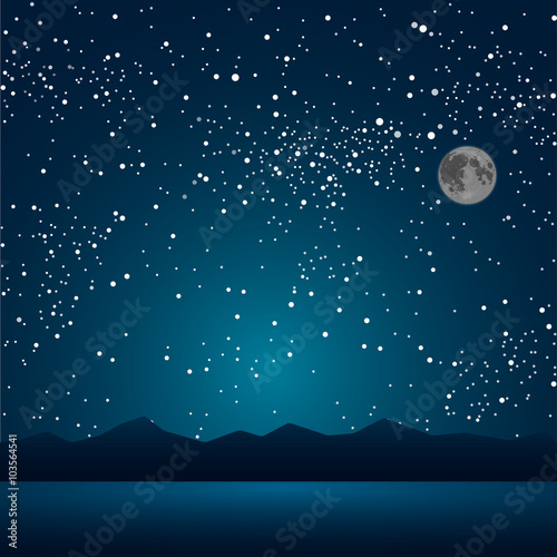 The lake, the mountains, the starry sky. Eps 10.
