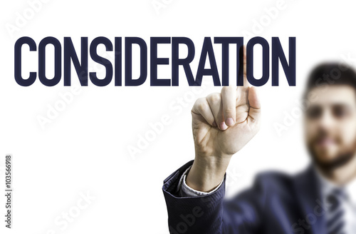 Quadro em tela Business man pointing the text: Consideration
