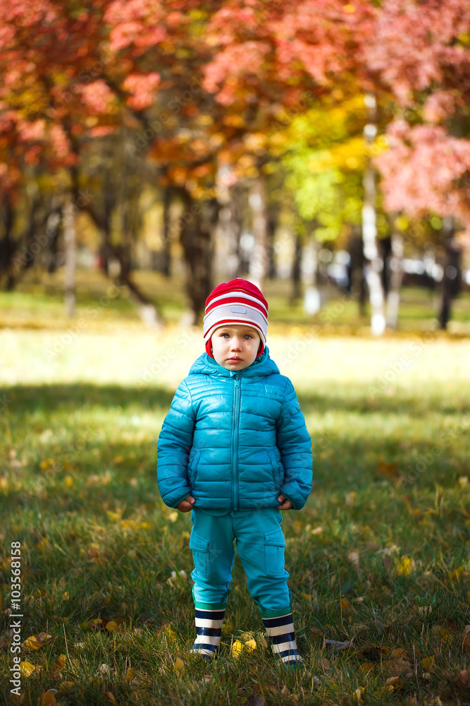 Little girl playing in autumn park Little girl playing in autumn park