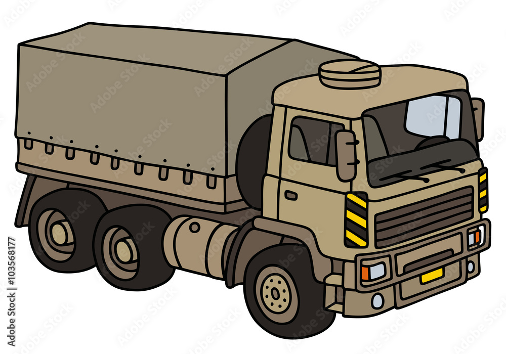 Sand military truck / Hand drawing, vector illustration