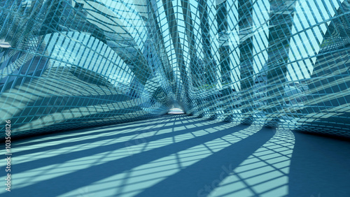 Futuristic interior of pavilion