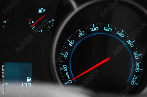 speedometer of modern car, close up photo
