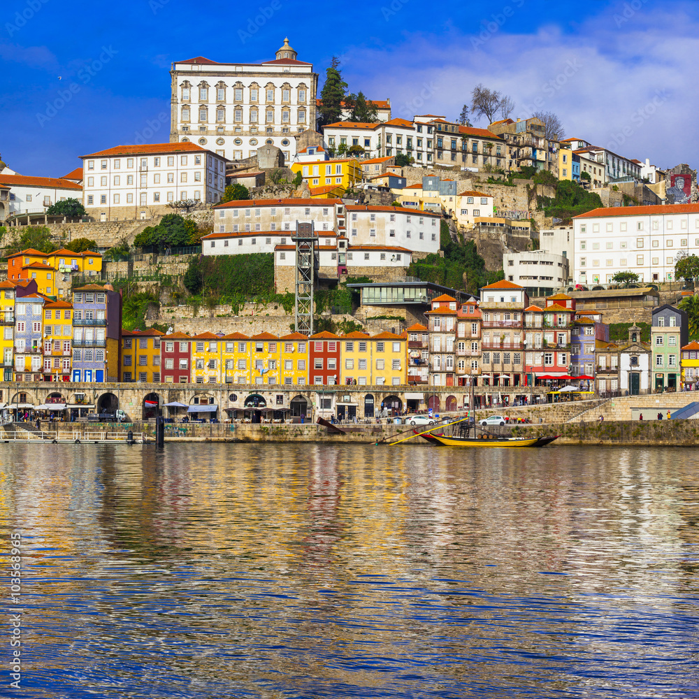 beautiful multicolored Porto city. Portugal