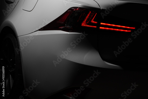 Headlight lamp of modern new white car