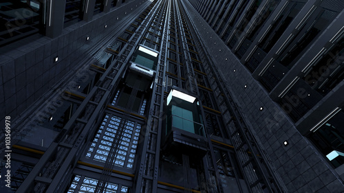An open Elevator shaft at the business center