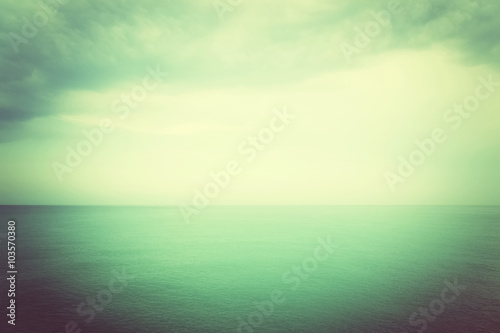 Calm sea in mystical green glow